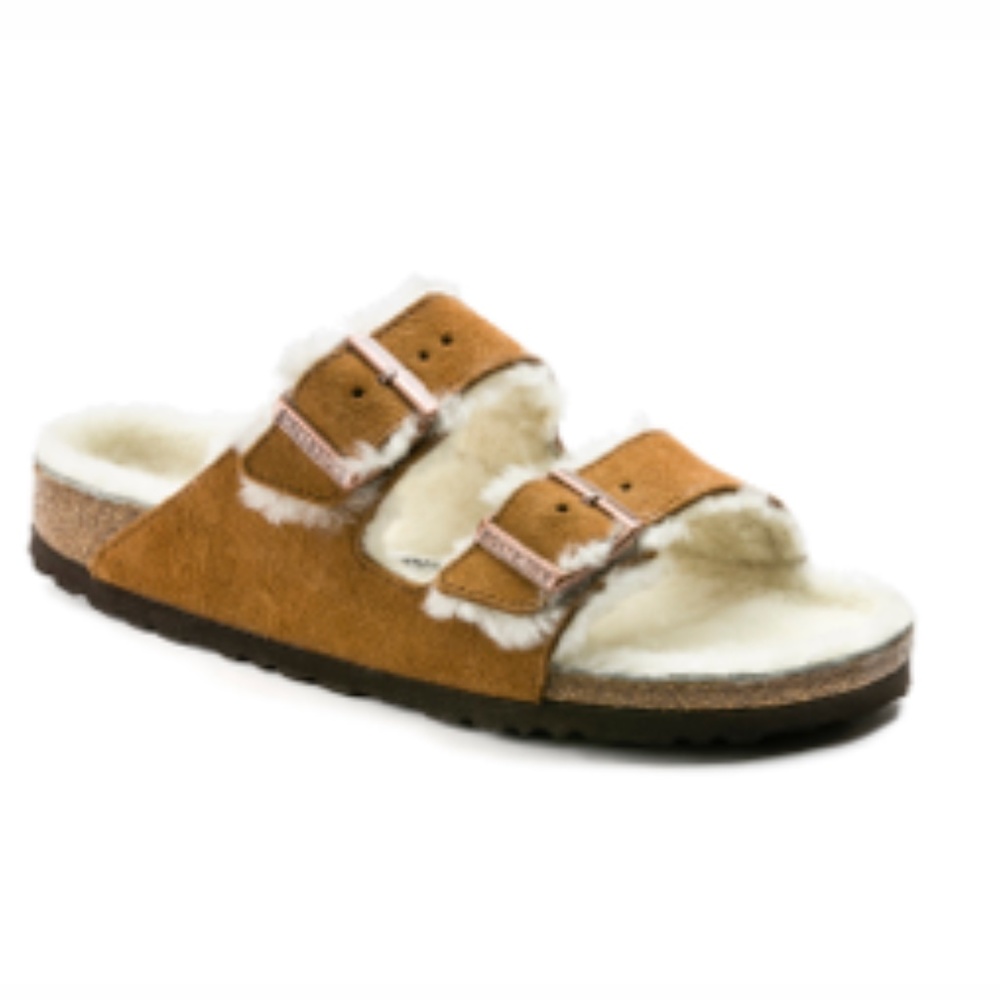 Arizona Shearling Suede Leather Birkenstock